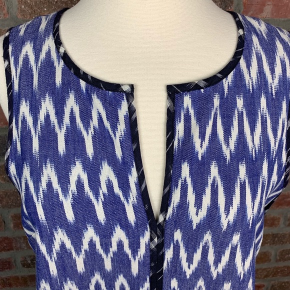 J. Crew Sleeveless Shift Dress in Blue Ikat,  6 - Picture 3 of 8